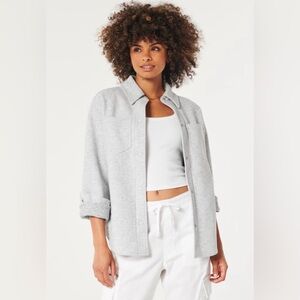 Hollister Classic Shirt Jacket Size S Light Heather Grey Utility Jacket Spring